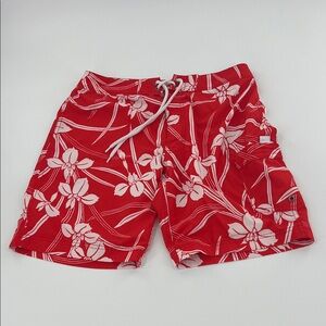 J. Crew Men’s‎ Red White Floral Swim Board Shorts poolside beach resort vacation